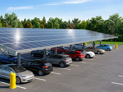 Formschönes Solar-Carport mit integrierten PV-Modulen